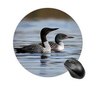 Loon Birds Mouse Pad Round Laptop Mouse Mat Cute Computer Mousepad Keyboard Pad Non-Slip Desk Pads for Gaming Office Work Home