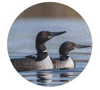 Loon Birds Personalized Jigsaw Puzzles, 195Pcs Custom Wooden Jigsaw Puzzle Round Puzzle Gift Adult