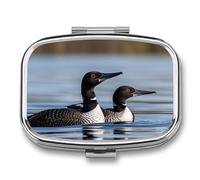 Loon Birds Pill Box Pill Case Cute Pill Organizer Pill Holder Medicine Pill Organizer Pill Container Daily Pill Organizer Small Pill Box Pill Case for Purse Pocket