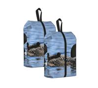 Loon Birds Print Trainer Bag Portable Boot Bag with Zipper Closure Storage Pouch for Travel Home-2pcs