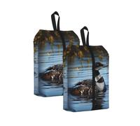 Loon Birds Print Travel Shoe Storage Bag with Sturdy Webbing Handle for Travel Outdoor Sports Daily Storage