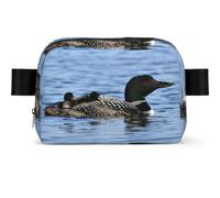 Loon Birds Print Unisex Waist Bag Wear-Resistant Belt Bag Hip Bag with Adjustable Strap for Hiking and Travel