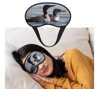 Loon Birds Sleep Mask Soft Blackout Eye Mask with Adjustable Strap Comfortable Eye Shade Cover for Women Men Deep Rest Travel Work Home