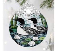 Loon Birds Stained Glass Ornament - Christmas Decorations for Tree | Christmas Ornaments | Holiday Ornament - Gifts for Bird Lovers | Holiday Party Gifts | Gift Ideas & Xmas Gift