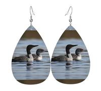 Loon Birds Teardrop Earrings Durable Leather Earrings Luxurious Holiday Earring For Beach Decoration Daily Wear