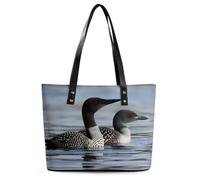 Loon Birds Tote Bag for Women Top Handle Purses Leather Handbags Casual Work Tote Travel Shoulder Bag