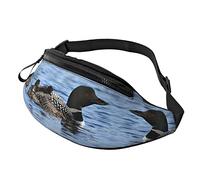 Loon Birds Waist Bag Bumbags for Men Women, Print Polyester Waist Pack for Travel Walking Sport with Adjustable Strap
