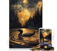 Loon in Golden Lake at Night Adults 1000 Piece Jigsaw Puzzle Brain Think Bright Detail Real Challenge Room Accent (50x75cm)