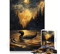 Loon in Golden Lake at Night Jigsaw Puzzles for Adults 1000 Pieces Logic Skill Decompress Family Bond Great Gift (38x26cm)