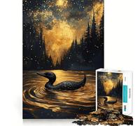 Loon in Golden Lake at Night Jigsaw Puzzles for Adults 1000 Pieces Logic Skill Decompress Family Bond Great Gift (38x26cm)