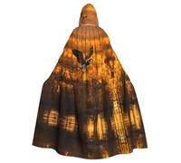 Loon Nature Bird Adult Halloween Party Cloak-Stylish Pumpkin Theme Hooded Wizard Robe Cosplay Costumes Black
