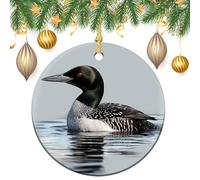 Loon Nature Bird Ceramic Christmas Ornaments 3 Inch Vintage Hanging Baubles with Gold String for Xmas Tree Decorations Holiday Party Yard Garden Home Decor Festive Keepsake Gift Exchange