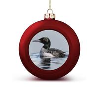 Loon Nature Bird Christmas Tree Ornaments 1.6 Inch Shatterproof Pc Plastic Balls with Lanyard Baubles Hanging Christmas Ball Ornaments for Xmas Tree Holiday Party Wedding Home Decorations-red