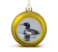 Loon Nature Bird Christmas Tree Ornaments 1.6 Inch Shatterproof Pc Plastic Balls with Lanyard Baubles Hanging Christmas Ball Ornaments for Xmas Tree Holiday Party Wedding Home Decorations-Golden