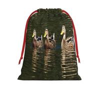 Loon Nature Bird -Print Drawstring Gifts Bags M Size - Soft Flannel Fabric Reusable For Wedding Party Favors Gifts Packaging