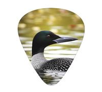 Loon Nature Bird Print Guitar Picks 12-Pack - Assorted Thickness Picks (0.46 mm, 0.71 mm, 0.96 mm) with Storage Box & Assorted Unique Design for Acoustic, Electric, Bass, and Ukulele Players