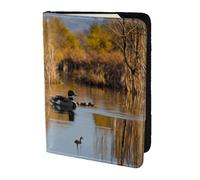 Loon Nature Bird print Leather Card Case Travel Accessories Passport Holder Cover Wallet for Women Men, Black, One Size