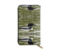 Loon Nature Bird Print Leather Long Clutch Wallet – Fashion Personalized Wallet, Multiple Card Slots and Coin Pocket, Black, One Size