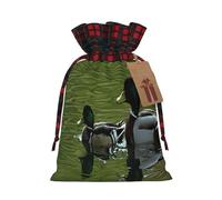 Loon Nature Bird -Print Multi-Colored Burlap Drawstring Bags, Eco-Friendly Plaid Pouches For Wedding Party Favors & Custom Packaging. S