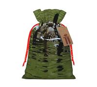 Loon Nature Bird -Print Reusable Burlap Pouches Drawstring Bags, Rustic Wedding Christmas Party Favors Bulk Packaging.