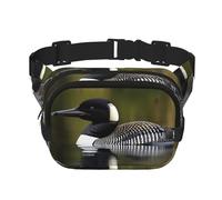 Loon Nature Bird Print Waist Pack Square Waist Bag Workout Hiking Running Travel Gym Pretty Zipper Fashion