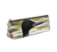 Loon Nature Bird Printed Zipper Pencil Case Cute Stationery Organizer PVC Leather Triangle Makeup Bag Pen Pouch