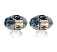 Loon Nature Birds Cabinet Knobs, 2-Pack Silver Stainless Steel Drawer Pulls with Screws, Elegant Hardware for Dressers, Kitchen,Cabinets & Desks