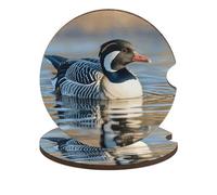 Loon Nature Birds Car Cup Holder Coasters 2-Pack Absorbent Wood & Cork Coasters for Car Cup Holders, Festive Car Accessories for Women & Men