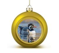 Loon Nature Birds Christmas Ball Ornaments - Golden Shatterproof Plastic Vintage Rustic Xmas Tree Decorations Pendant for Family Holiday Wedding Party Xmas Hanging Decoration