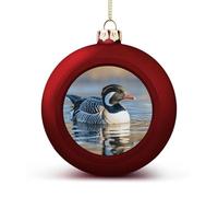 Loon Nature Birds Christmas Ball Ornaments - Red Shatterproof Plastic Vintage Rustic Xmas Tree Decorations Pendant for Family Holiday Wedding Party Xmas Hanging Decoration