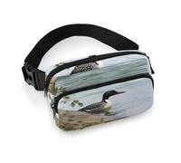 Loon Nature Birds Fanny Packs with Zipper, Personalized Waist Bags with Multiple Pockets, Adjustable Sling Bag for Travel, Waterproof Belt Bag, Crossbody Bags