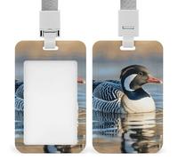 Loon Nature Birds Retractable ID Badge Holder with Lanyard - Vertical Badge Reel,Keychain Clip,Name Tag Id Card Holder Protector for Nurse Officer Teacher Security Staff Women Men