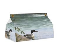 Loon Nature Birds Tissue Box Cover Rectangle Modern PU Leather Tissue Holder Farmhouse Napkin Holders Decorative Tissues Box Holder for Bathroom Kitchen Office Bedroom Dresser