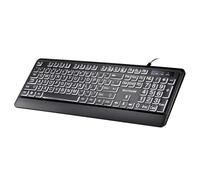 LOONASA Large Print Backlit Keyboard with Palm Rest, Comfortable Quiet USB Wired Lighted Computer Keyboards, Easy to See & Type, White LED Backlit, Big Letters Keys, Full Size Keyboard for PC, Laptop