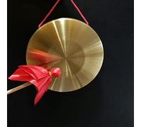 LOONELO Gong Instrument,Chinese Traditional Percussion Instrument Brass Gong with Wooden Mallet and Red Rope for Home Office Celebration (Gold-8.7inch)