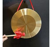 LOONELO Gong Instrument,Chinese Traditional Percussion Instrument Brass Gong with Wooden Mallet and Red Rope for Home Office Celebration (Gold-12.6inch)