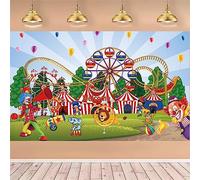 LOONELO Large Circus Carnival Backdrop with 70.8''X43.3'', Welcome to The Carnival Banner Backdrop Photography Background for Carnival Circus Theme Party Decorations Birthday Party Supplies(Blue)