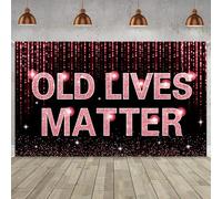 LOONELO Old Lives Matter Backdrop Banner with 70.8"X43.3",Large Black and Gold Old Funny Adult Happy Birthday Party Supplies for 30th 40th 50th 60th 70th 80th or Retirement Party Decorations (Purple)