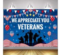 LOONELO Veterans Day Backdrop Banner We Appreciate You Patriotic Photography Background 5.9 x 3.6 ft, Thank You Veterans Party Decorations, American National Holiday Supplies