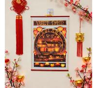 LOONELO Vietnam Nha Trang Wall Hanging Scroll, Faux Rattan Decorative Wall Art, Vietnamese Souvenir Gift, Vintage Asian Home Decor for Living Room Bedroom Office, Cultural Travel Decoration