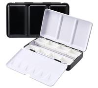 LOONENG Metal Watercolor Tin with Fold-Out Palette, Small Tray Palette with 8 Empty Full Pans for Plein Air, Acrylic and Oil Painting