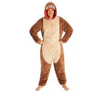 LOONEY TUNES Adult Onesie for Men Teenagers Bugs Bunny Hooded Fluffy Fleece Onesies For Men M-2XL Gifts for Men (Brown Taz, L)