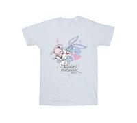Looney Tunes Boy's Always Forever Bugs Bunny & Lola Bunny Cotton T-Shirt in White | Size: 7-8 Years Looney Tunes White 7-8 Years