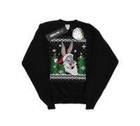 LOONEY TUNES Boys Bugs Bunny Christmas Fair Isle Sweatshirt 9-11 Years Black