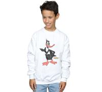 Looney Tunes Boy's Daffy Duck Distressed Sweatshirt in White | Size: 5-6 Years Looney Tunes White 5-6 Years