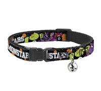 Looney Tunes Breakaway Cat Collar With Bell, Plastic Clip, Easy Adjustable, Space Jam Monstars 5 Player Pose Galaxy Black White Gray, 8.5 to 12 Inches 0.5 Inch Wide