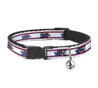 Looney Tunes Breakaway Cat Collar With Bell, Plastic Clip, Easy Adjustable, Space Jam Tune Squad Logo Stripe White Red Blue, 8.5 to 12 Inches 0.5 Inch Wide