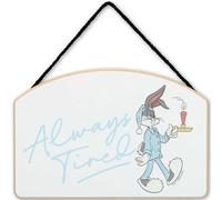 Looney Tunes Bugs Bunny Always Tired Hanging Wood Wall Decor - Fun Bugs Bunny Sign for Bedroom