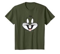 Looney Tunes Bugs Bunny Big Face Camiseta T-Shirt, Youth, Olive Green, Large