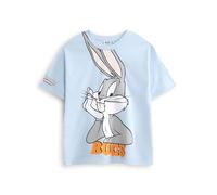 LOONEY TUNES Bugs Bunny Boys Light Blue Graphic Tee | Short Sleeve Crew Neck T-Shirt with Front Chest Print | Kids Everyday Cartoon Top | Classic Character Merch - 7-8 Years